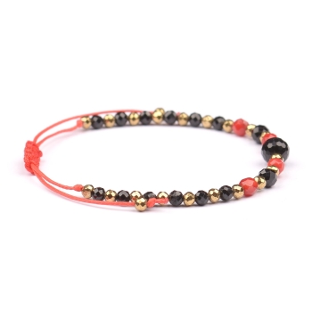 Bransoletka celebrytka czarny TURMALIN KORAL HEMATYT ochrona i spokój